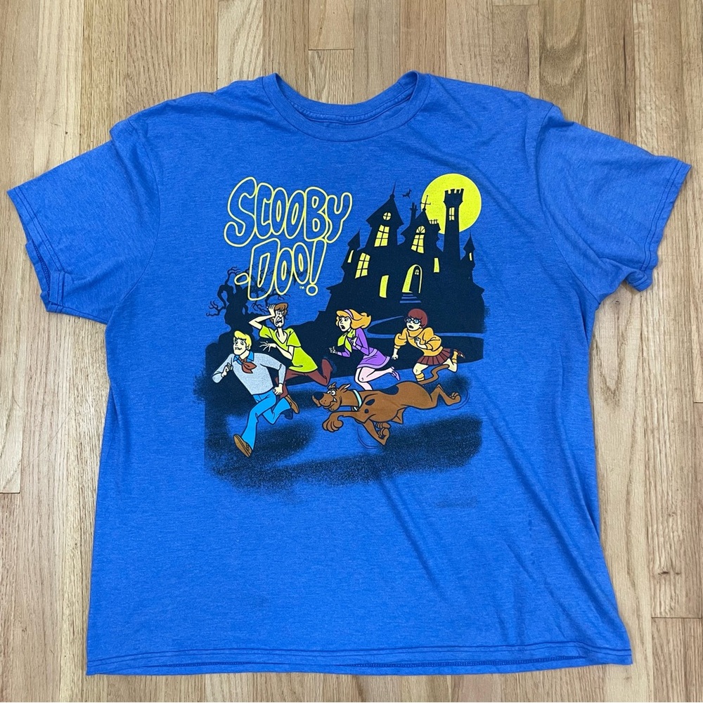 Scooby Doo T-Shirt XL Blue Retro Graphic 90s Cartoon Tee Nostalgia Dog Ghost